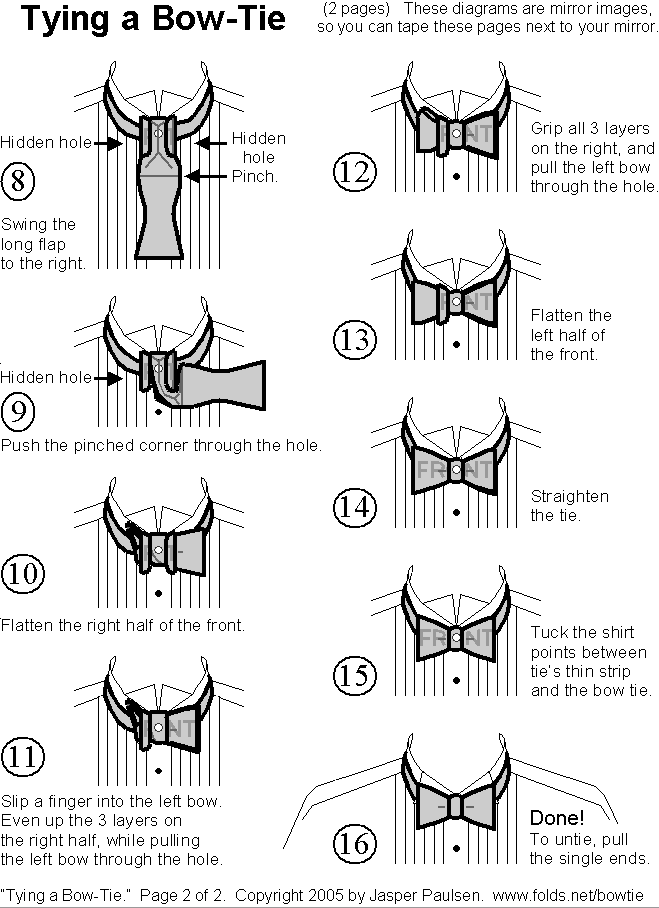 How to Tie a Bow Tie Diagram